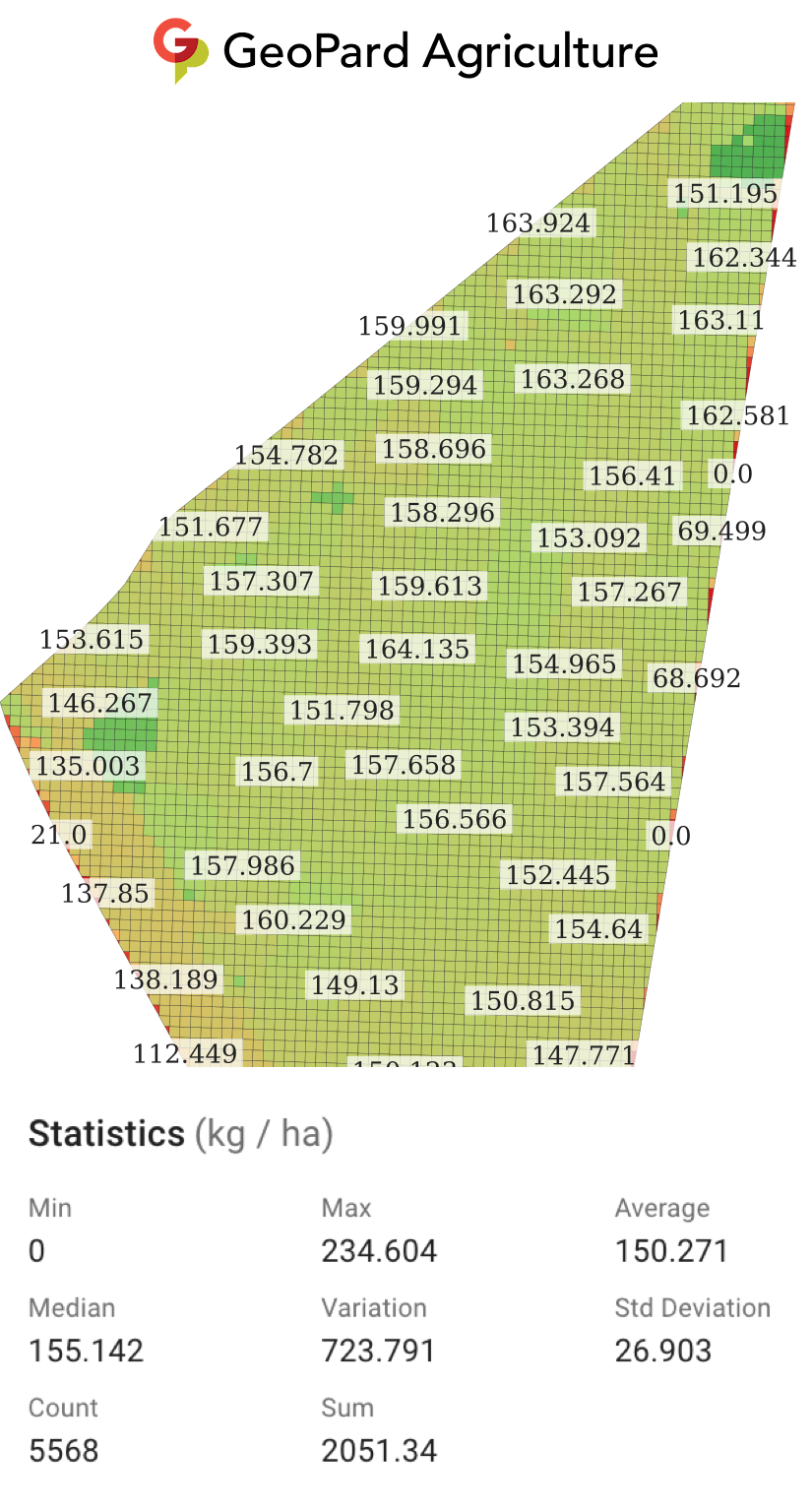 Total applied nitrogen (TAN) map in kg/ha for 2023